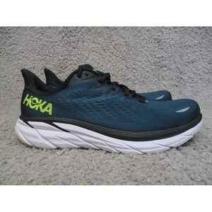 Hoka One One Clifton 8 Mens Size 10.5 Wide 2E Blue White Running Shoes Sneakers